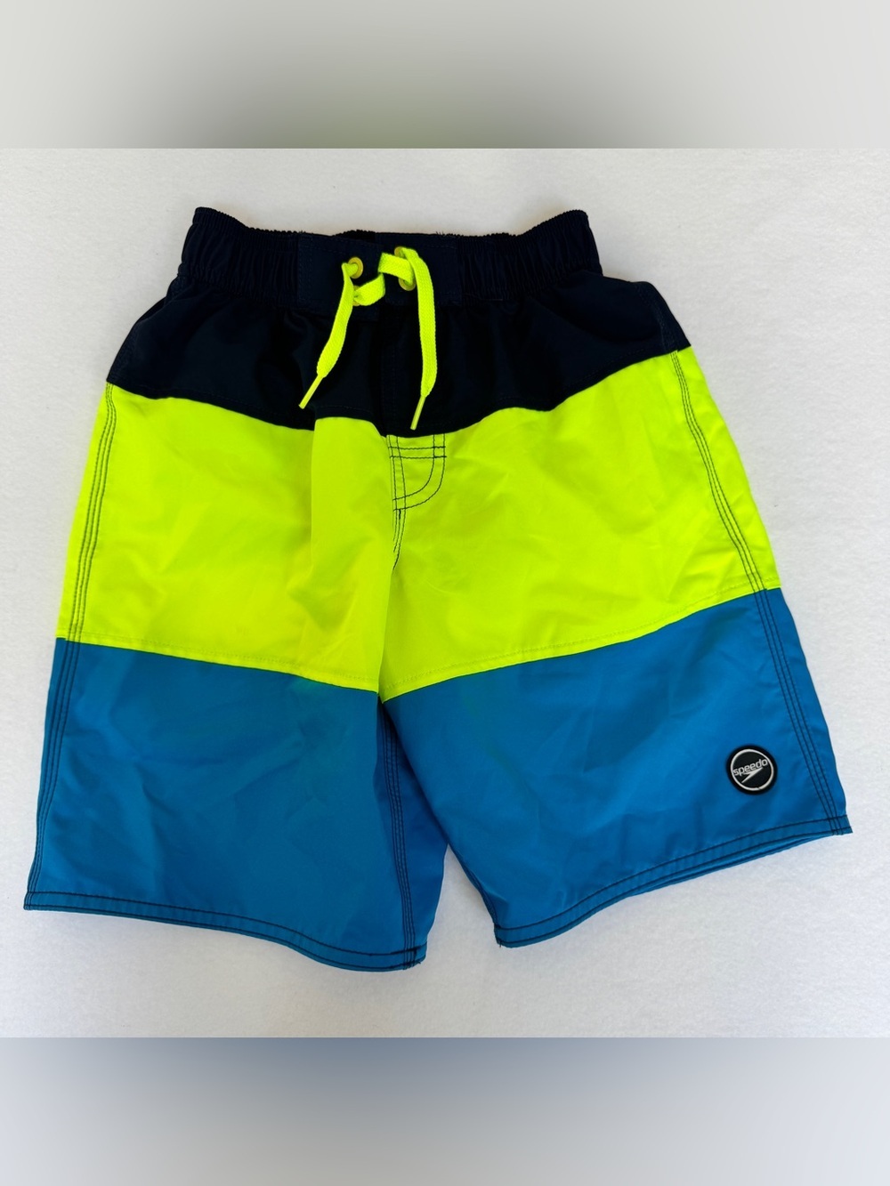 SPEEDO Youth Boys Swim Trunks With Back Pocket Built In Briefs Medium 10/12